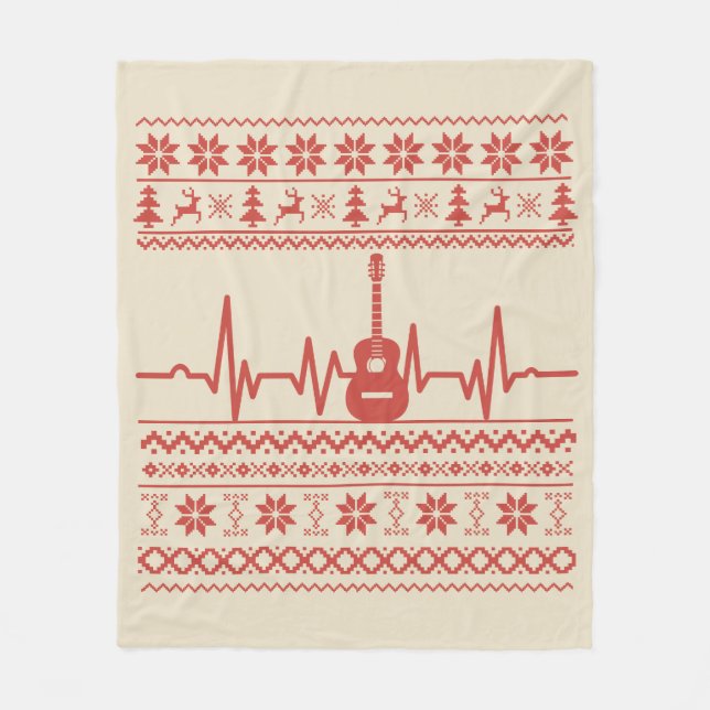Ugly Frohe Weihnachts Pullover akustische Gitarre Fleecedecke (Vorderseite)