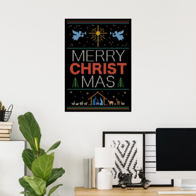 Ugly Frory Christmas Sweater Religious Christlich Poster (Heimbüro)