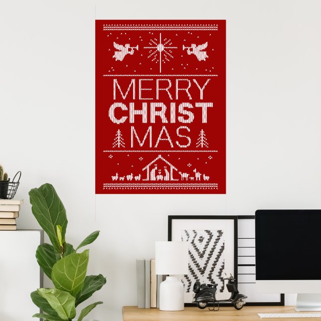 Ugly Frory Christmas Sweater Religious Christlich Poster (Heimbüro)