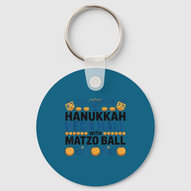 Ugly Hanukkah Deck Hall With Matzo Ball Chanukah  Schlüsselanhänger (Vorderseite)