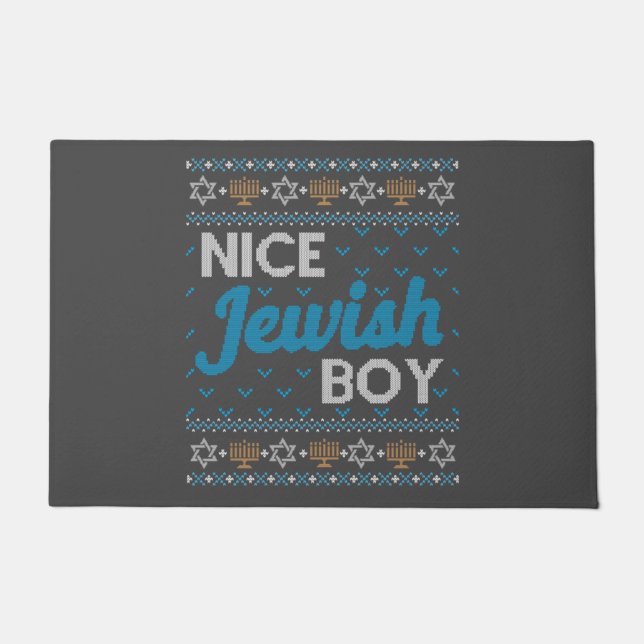 Ugly Hanukkah Nice Jüdischer Junge Matching Fußmatte (Vorderseite)