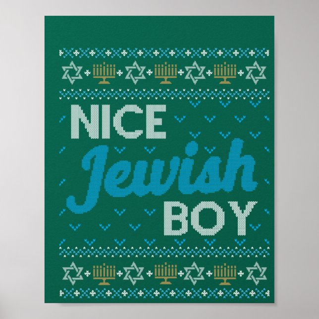 Ugly Hanukkah Nice Jüdischer Junge Matching Poster (Vorne)