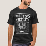 Ugly Hanukkah Sweater Lasse Lit Menorah T-Shirt<br><div class="desc">Ugly Hanukkah Sweater Lasse Lit Menorah.</div>