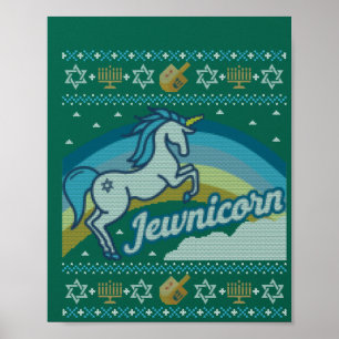 Ugly Hanukkah Unicorn Jewnicorn Poster