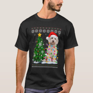 Ugly Maltese Hund Weihnachtsmannmütze Weihnachtsba T-Shirt