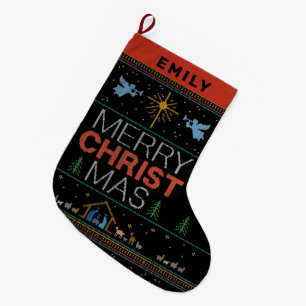 Ugly Merry CHRISTmas Sweater Jesus God Christlich Großer Weihnachtsstrumpf