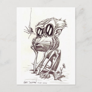 Ugly Monkey with Flower and Bug (Postcard) Postkarte