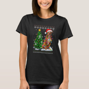 Ugly Pitbull Dog Santa Hat Christmas Tree T-Shirt