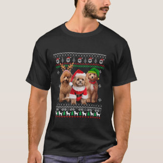 Ugly Poodle Santa Reindeer Elf Weihnachtshund T-Shirt