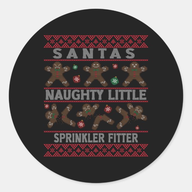 Ugly Santa Sprinkler Fitter Runder Aufkleber (Vorderseite)
