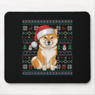 Ugly Shiba Inu Dog liebt Xmas Sweater Santa Chris Mousepad