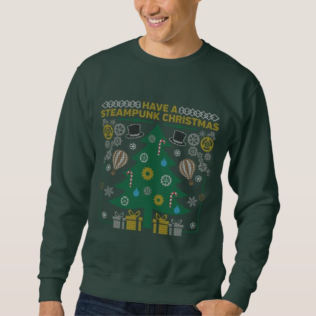 Ugly Steampunk Christmas Sweater Tree Sweatshirt (Vorderseite)