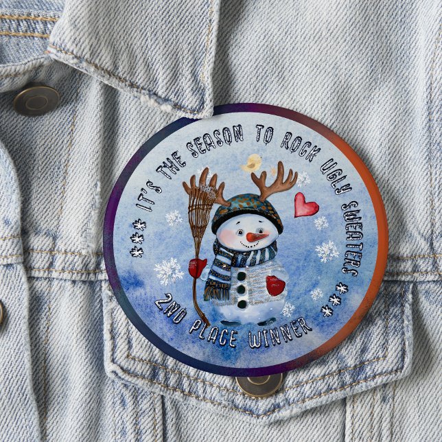 Ugly Sweater 2. Gewinner FUNNY SNOWMAN Button (Ugly Sweater 2nd Winner FUNNY SNOWMAN Button)