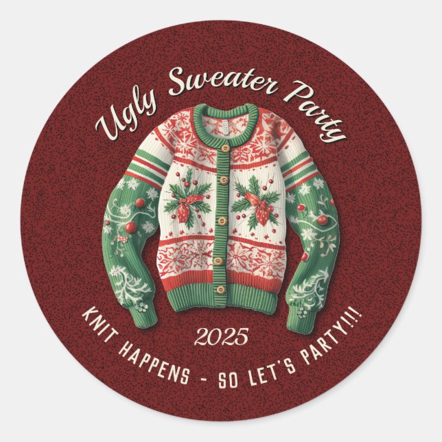 Ugly Sweater Award Office-Party Runder Aufkleber (Vorderseite)