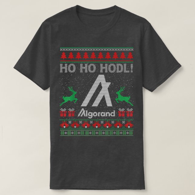 Ugly Sweater Christmas Algorand ALGO Coin HO HO HO T-Shirt (Design vorne)