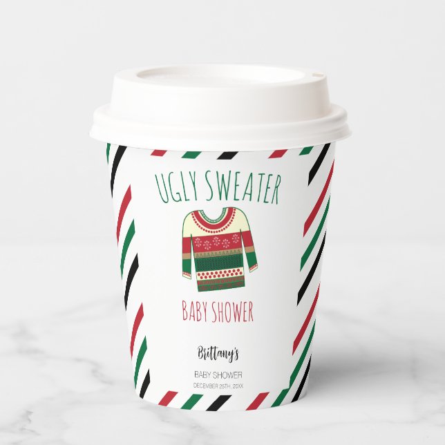Ugly Sweater Christmas Baby Dusche Pappbecher (Vorderseite)