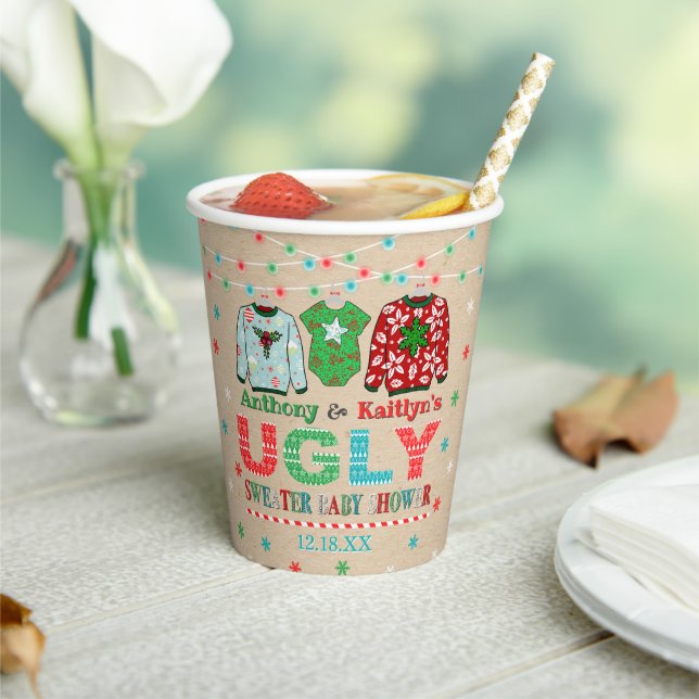 Ugly Sweater Christmas Baby Dusche Pappbecher (In Situ)
