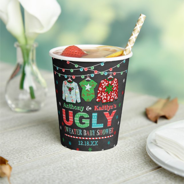 Ugly Sweater Christmas Baby Dusche Pappbecher (In Situ)