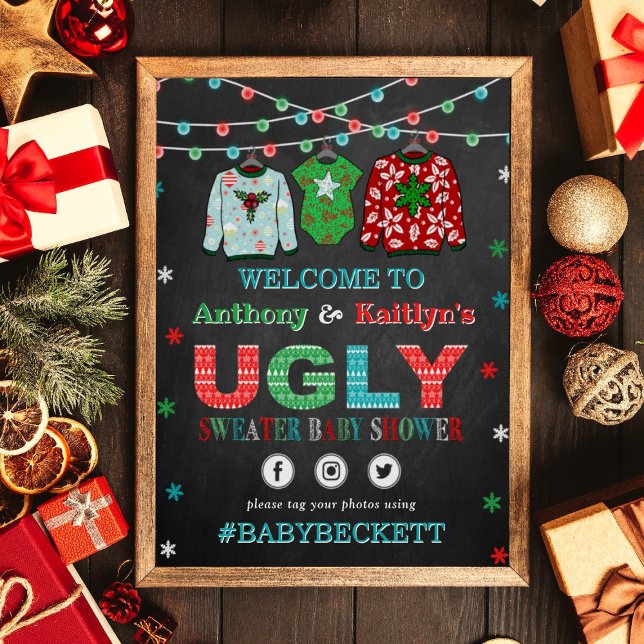 Ugly Sweater Christmas Baby Dusche Willkommen Poster (Von Creator hochgeladen)