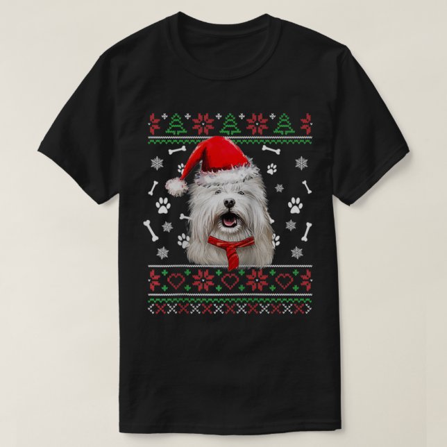 Ugly Sweater Christmas Coton De Tulear Weihnachtsm T-Shirt (Design vorne)