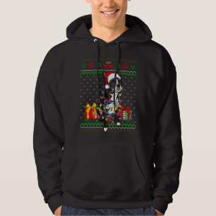 Ugly Sweater Christmas Lights Boston Terrier Dog L Hoodie
