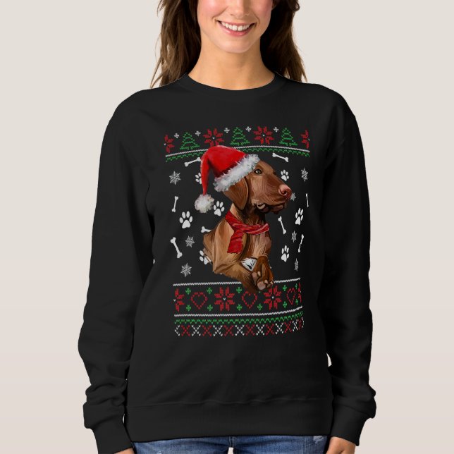 Ugly Sweater Christmas Magyar Vizsla Dog Weihnacht Sweatshirt (Vorderseite)