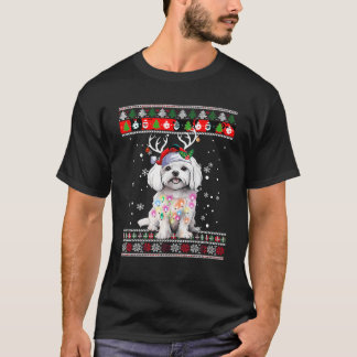 Ugly Sweater Christmas Maltese Hund Puppy Xmas Paj T-Shirt