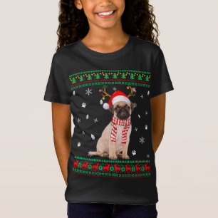Ugly Sweater Christmas Mops Dog Santa Reindeer T-Shirt