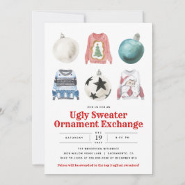 Ugly Sweater Christmas Ornament Exchange Party Einladung
