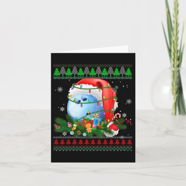 Ugly Sweater Christmas Pajama Bowling Xmas Lights Karte (Vorderseite)