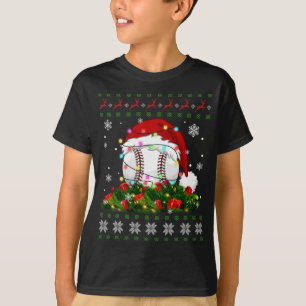 Ugly Sweater Christmas Pajama Lights Baseball Spor T-Shirt
