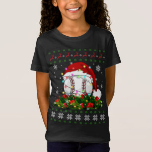 Ugly Sweater Christmas Pajama Lights Baseball Spor T-Shirt