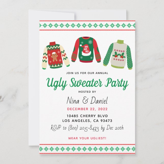 Ugly Sweater Christmas Party Einladung (Vorderseite)