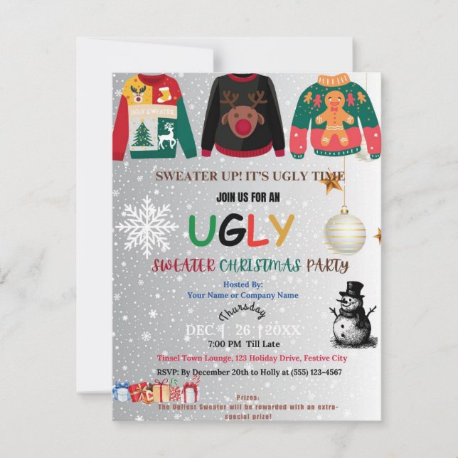 Ugly Sweater Christmas Party Einladung (Vorderseite)