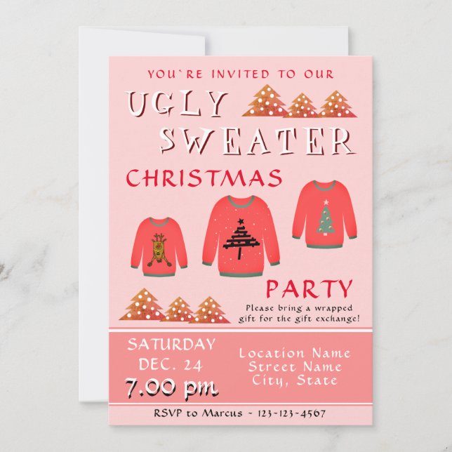 Ugly Sweater Christmas Party Einladung (Vorderseite)