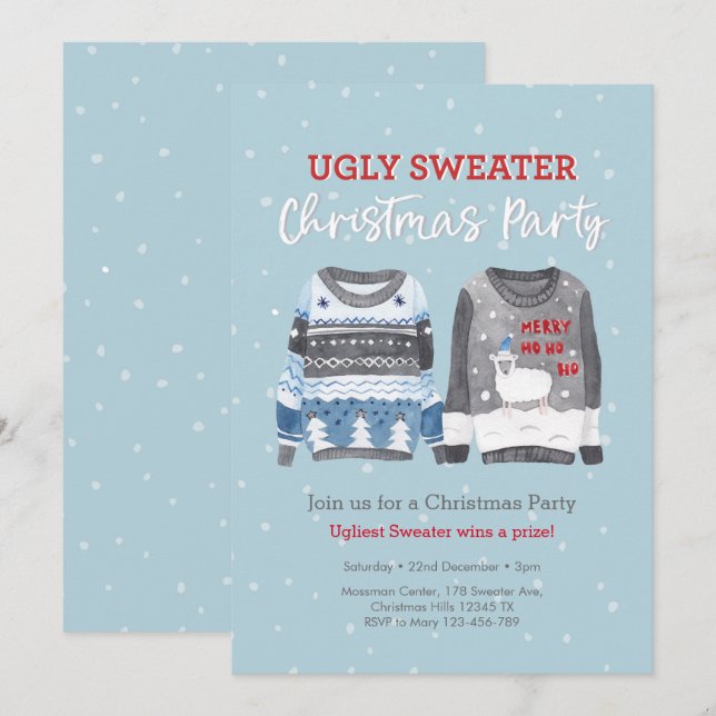 Ugly Sweater Christmas Party Einladung (Vorne/Hinten)