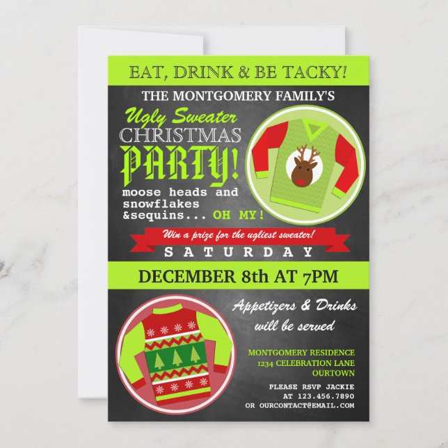 Ugly Sweater Christmas Party Einladung (Vorderseite)