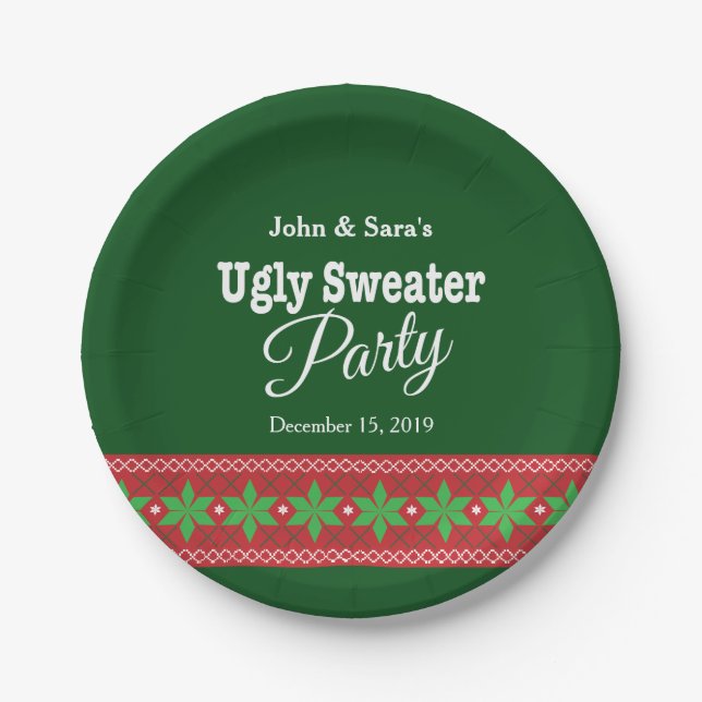 Ugly Sweater Christmas Party, Personalisiert Pappteller (Vorderseite)
