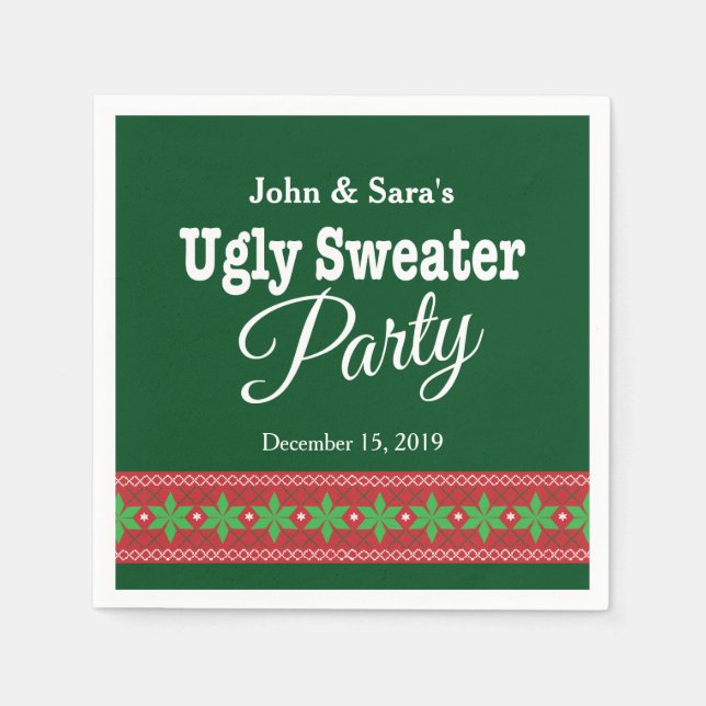 Ugly Sweater Christmas Party, Personalisiert Serviette (Vorderseite)