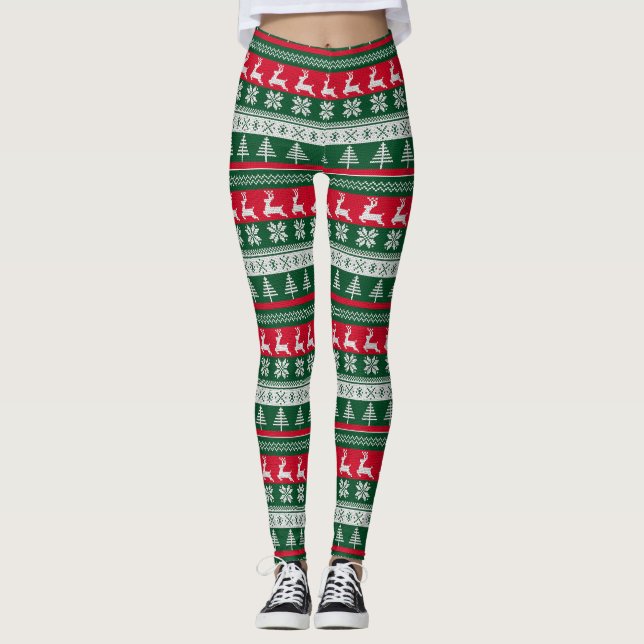 Ugly Sweater Christmas Pattern Leggings (Vorderseite)