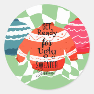 Ugly Sweater Christmas Runder Aufkleber