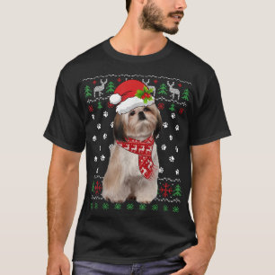 Ugly Sweater Christmas Shih Tzu Dog Puppy Xmas Paj T-Shirt