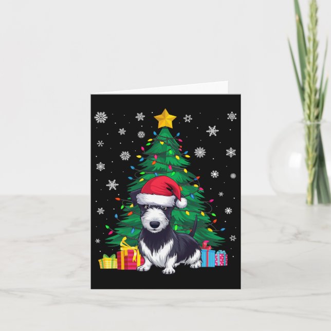 Ugly Sweater Christmas Tree Lights Rat Terrier Dog Karte (Vorderseite)