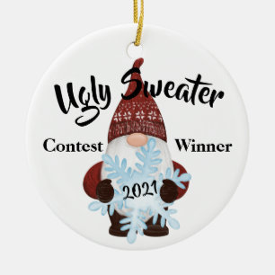 Ugly Sweater Contest Gewinner Preis Trophäe Ornam Keramik Ornament