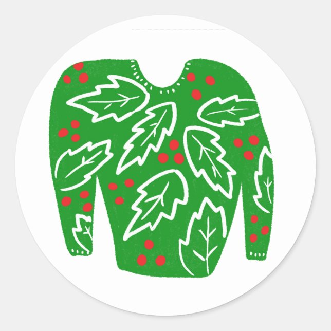 Ugly Sweater CUSTOM Weihnachten Runder Aufkleber (Vorderseite)