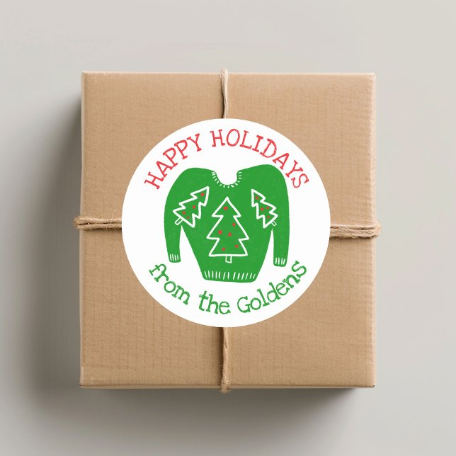 Ugly Sweater CUSTOM Weihnachten Runder Aufkleber (Ugly Sweater CUSTOM Holiday Christmas Classic Round Sticker
)