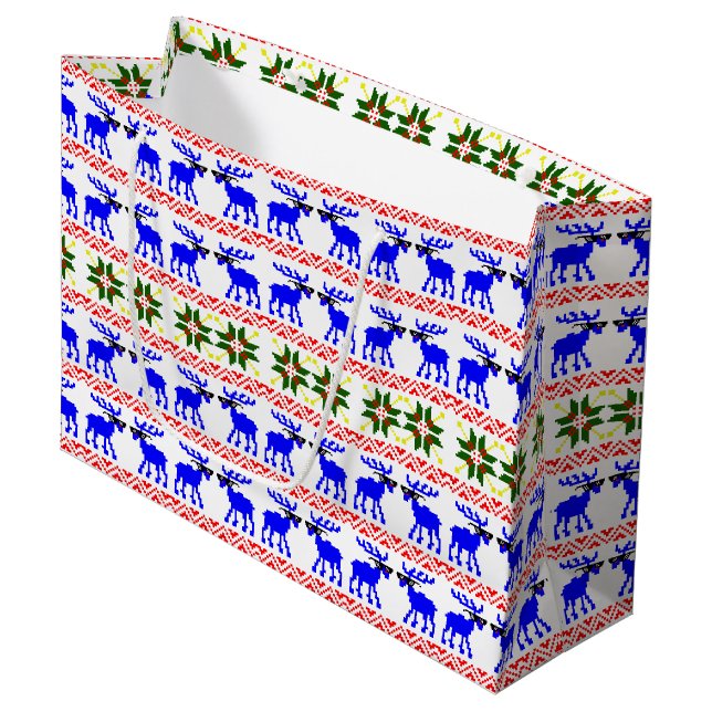 Ugly Sweater (Deal With It) Reindeer Große Geschenktüte (Vorderseite Schrägansicht)