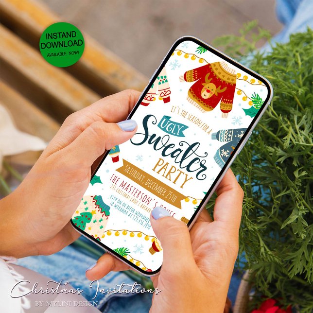 Ugly Sweater Digital Christmas Party Einladung (Von Creator hochgeladen)