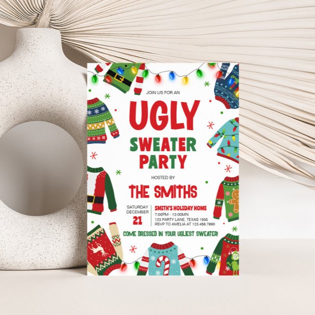 Ugly Sweater Fun Weihnachts-Party Einladung (Ugly Sweater Christmas Party Invitation)