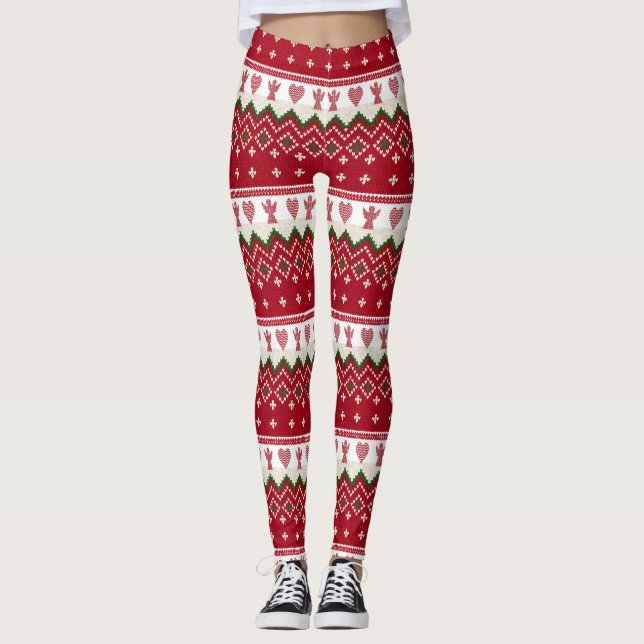 Ugly Sweater gegossen Hyge Angels Herz Weihnachten Leggings (Vorderseite)